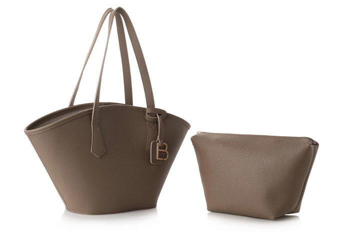 Lucky Bees 1284 Bolso Tote de Cuero de Polivinilo Color Visón Oscuro Elegante y Duradero
